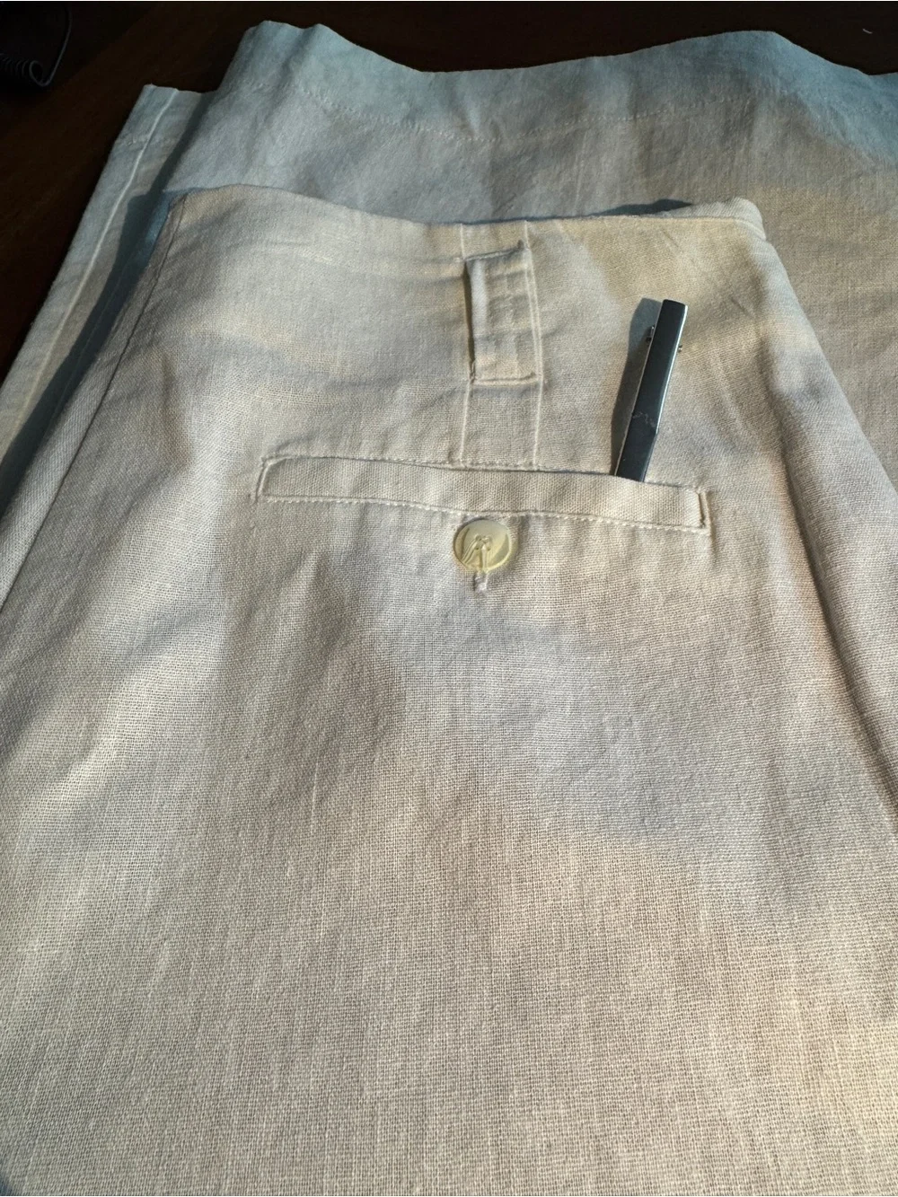 Jennifer Lopez Ivory Lined Linen High Rise Wide Leg Pant Size 10 - Picture 11 of 13